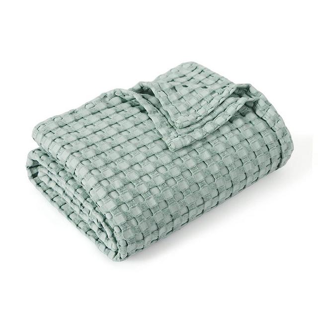 Bedsure Cooling Bamboo Waffle Twin XL Blanket - Soft, Lightweight and Breathable Twin Blankets for Hot Sleepers, Luxury Cotton Throws for Bed, Couch and Sofa, Sage Green 66x90Inches