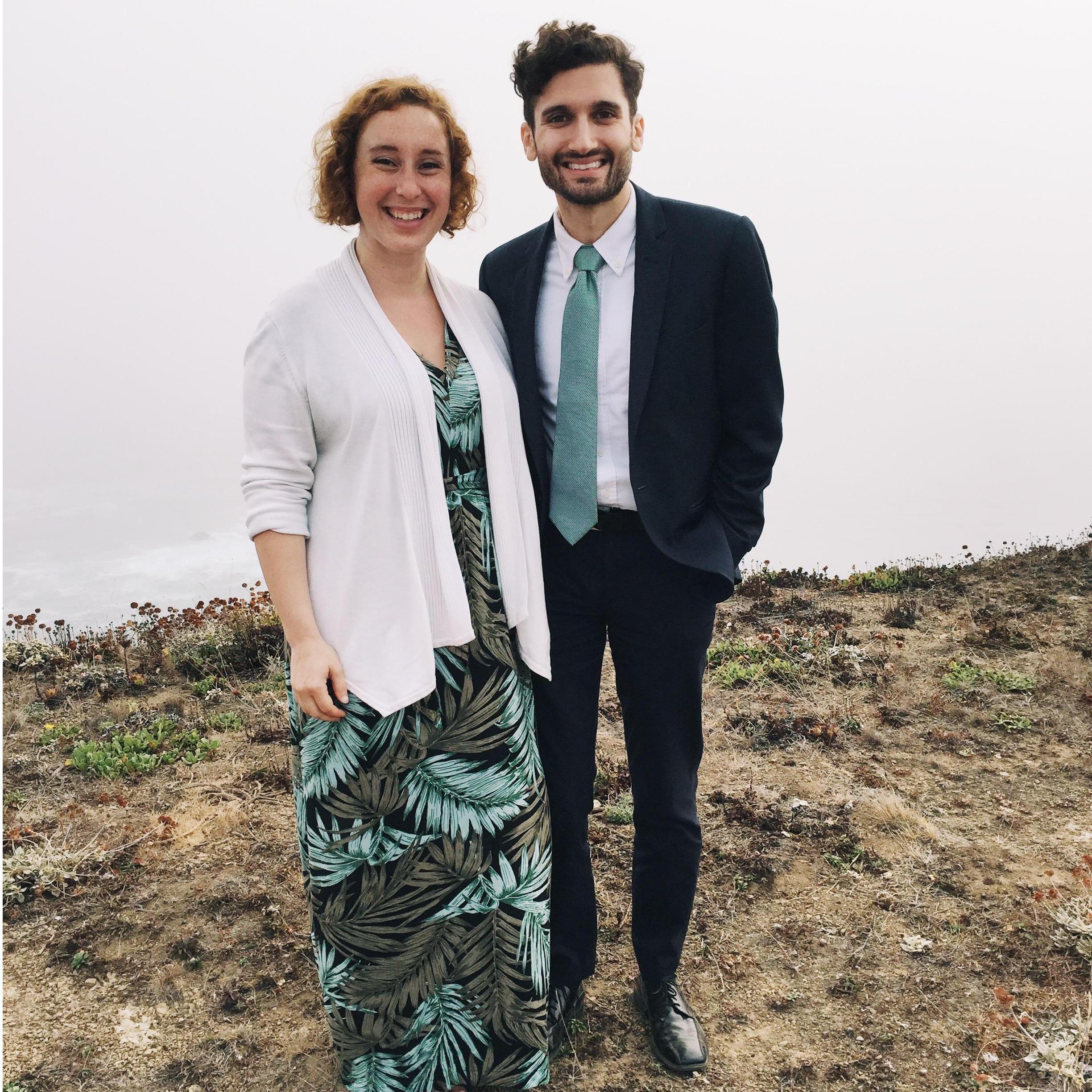 Carly and Michael in foggy-but-beautiful Fort Bragg, California, for a friend's wedding.