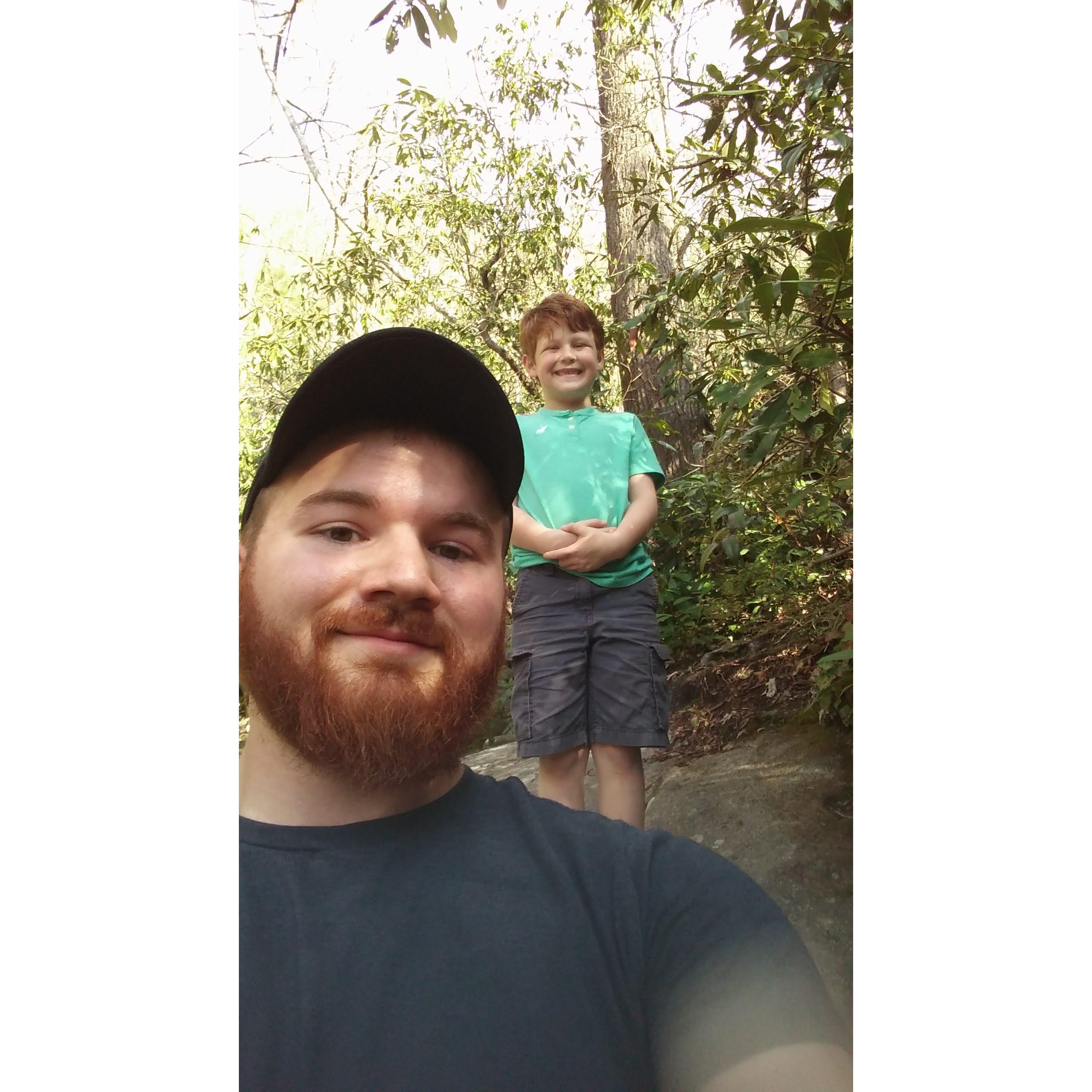 They climbed to the top of the waterfall while mom almost had a heart attack watching at the bottom