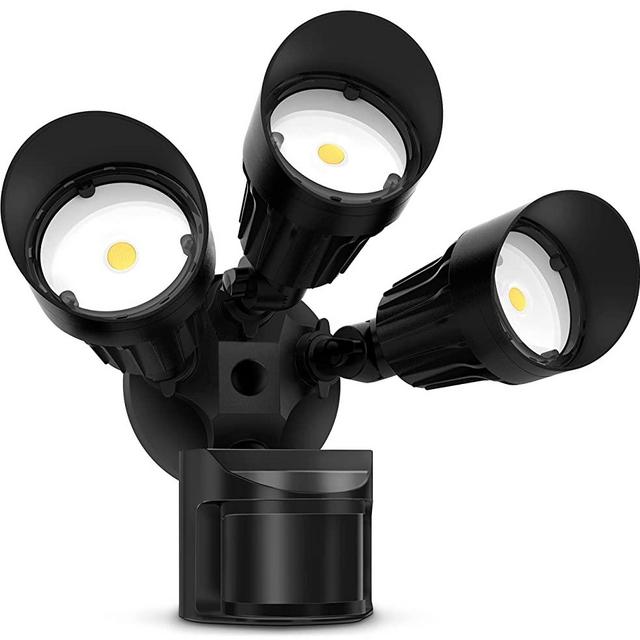JJC LED Security Lights, Motion Sensor Flood Light Outdoor 3000LM,30W(250W Equiv.),IP65 Waterproof,5000K-Daylight White DLC & ETL Listed Outdoor Lighting for Garage Yard Garden Porch Black