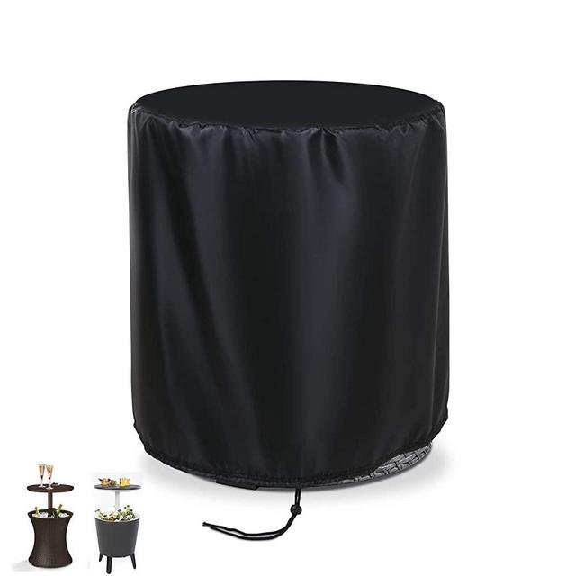 TheElves Patio Cooler Bar Table Cover for Keter 7.5-Gal Cool Bar Table, Outdoor Patio Round Beer Cooler Table Cover, Waterproof Barrel Cool Bar Table Cover, 21" D X 23" H, Black