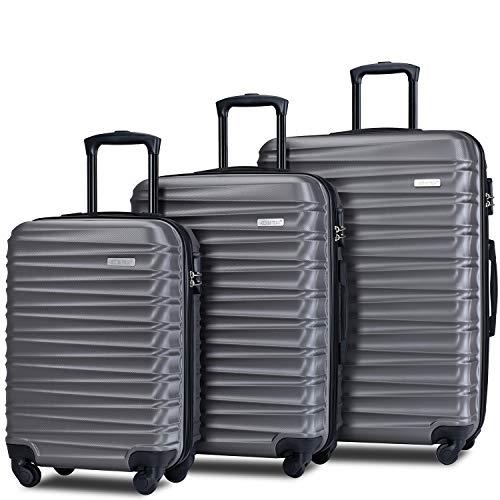 Merax Afuture Luggage Set Hardside Lightweight Spinner Suitcase 20" 24" 28" (Grey)