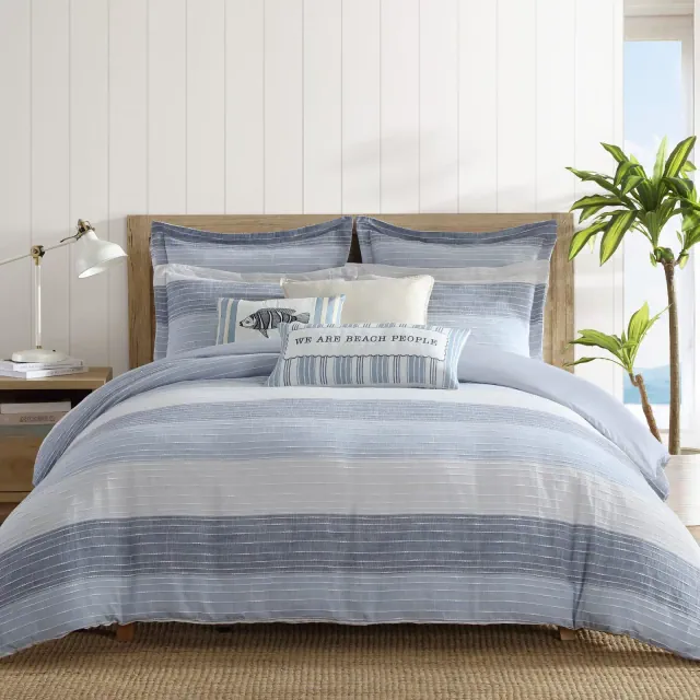 Sand Stripes Blue King 3pc Comforter Set - Levtex Home