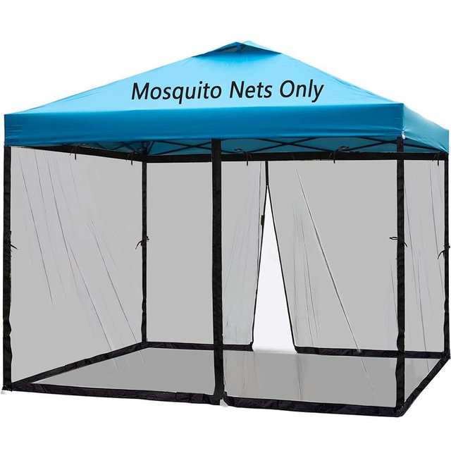 10x10 Mosquito Netting for Patio Camping Gazebo/Pop Up Canopy Tent,Double Door Side Screen Easy Installation Black（Only Mosquito Net No Frame） (Embedded 10x10)