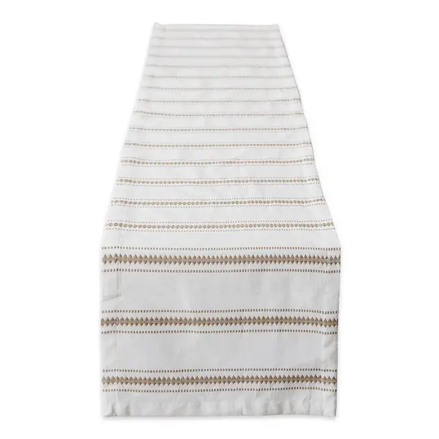 Design Imports Dobby Stripe Table Runner, Stone, 14X72"