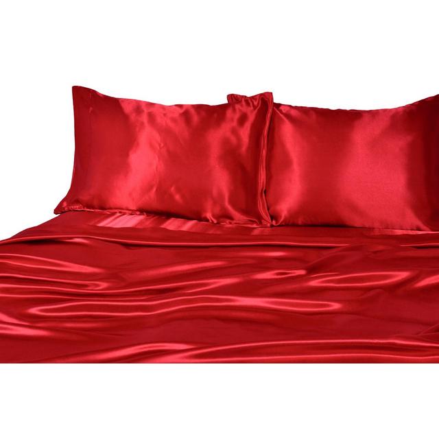 Luxury Satin 100% Polyester Woven Sheet Set California King Red