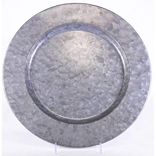 Circleware 92979 Set of 4-13", Steel Silver Charger Plates Dinnerware Dishes, Classic Round All Occasion, Limited Edition Home & Kitchen Food Service Decor, 4-pack, Galvanized