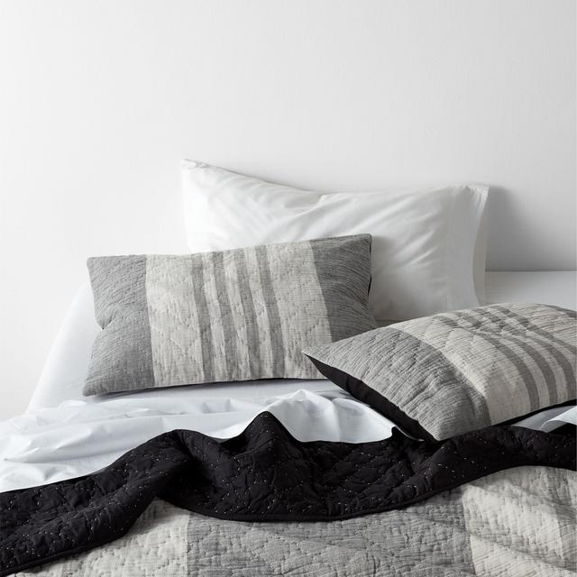 Laurentis Ink Black Crinkle Stripe Full/Queen Quilt