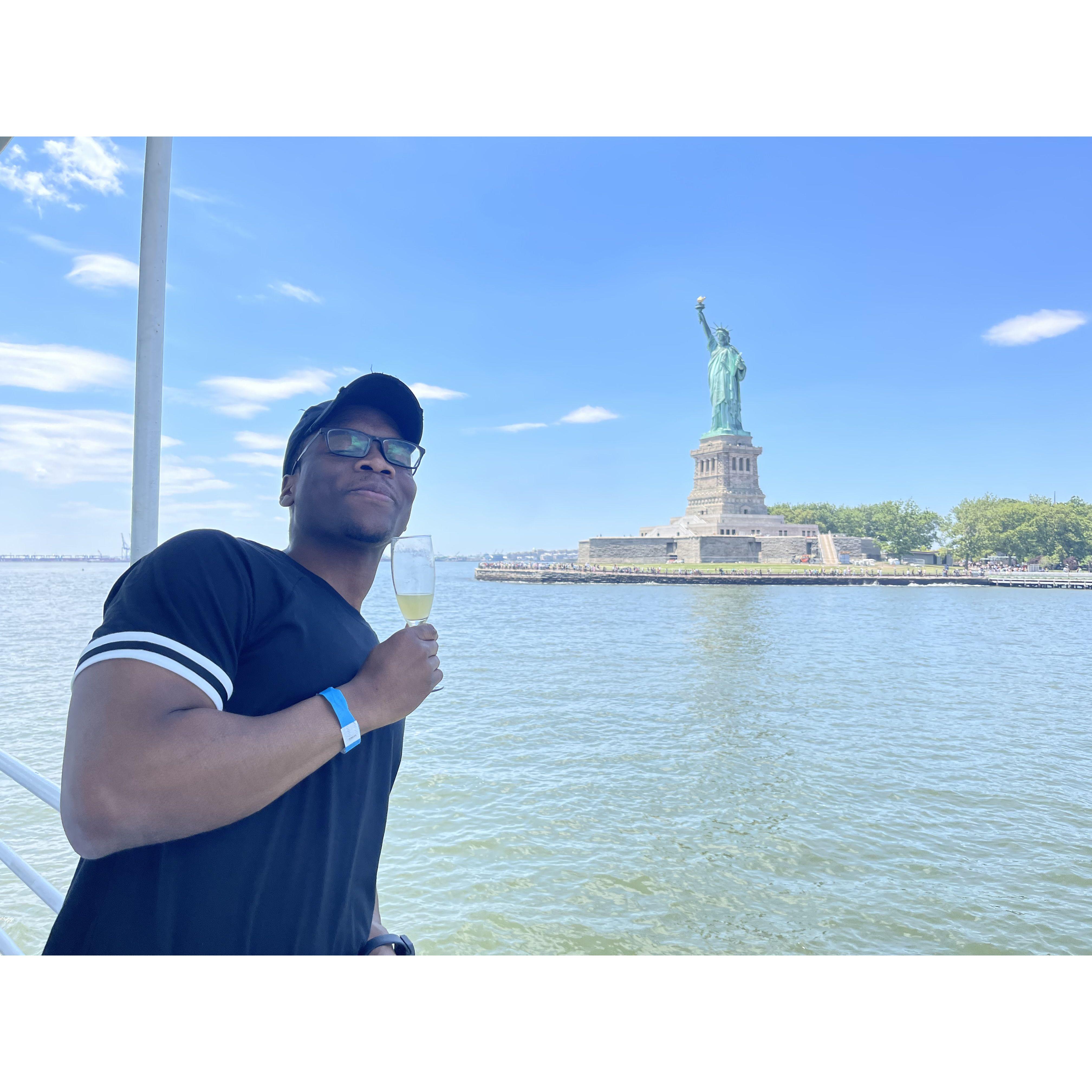 His first time seeing the Statue of Liberty!
