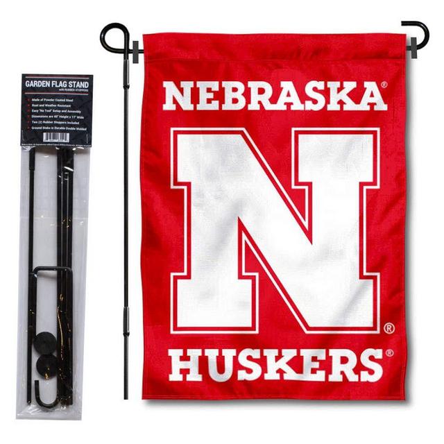 Nebraska Cornhuskers Garden Flag with Stand Holder