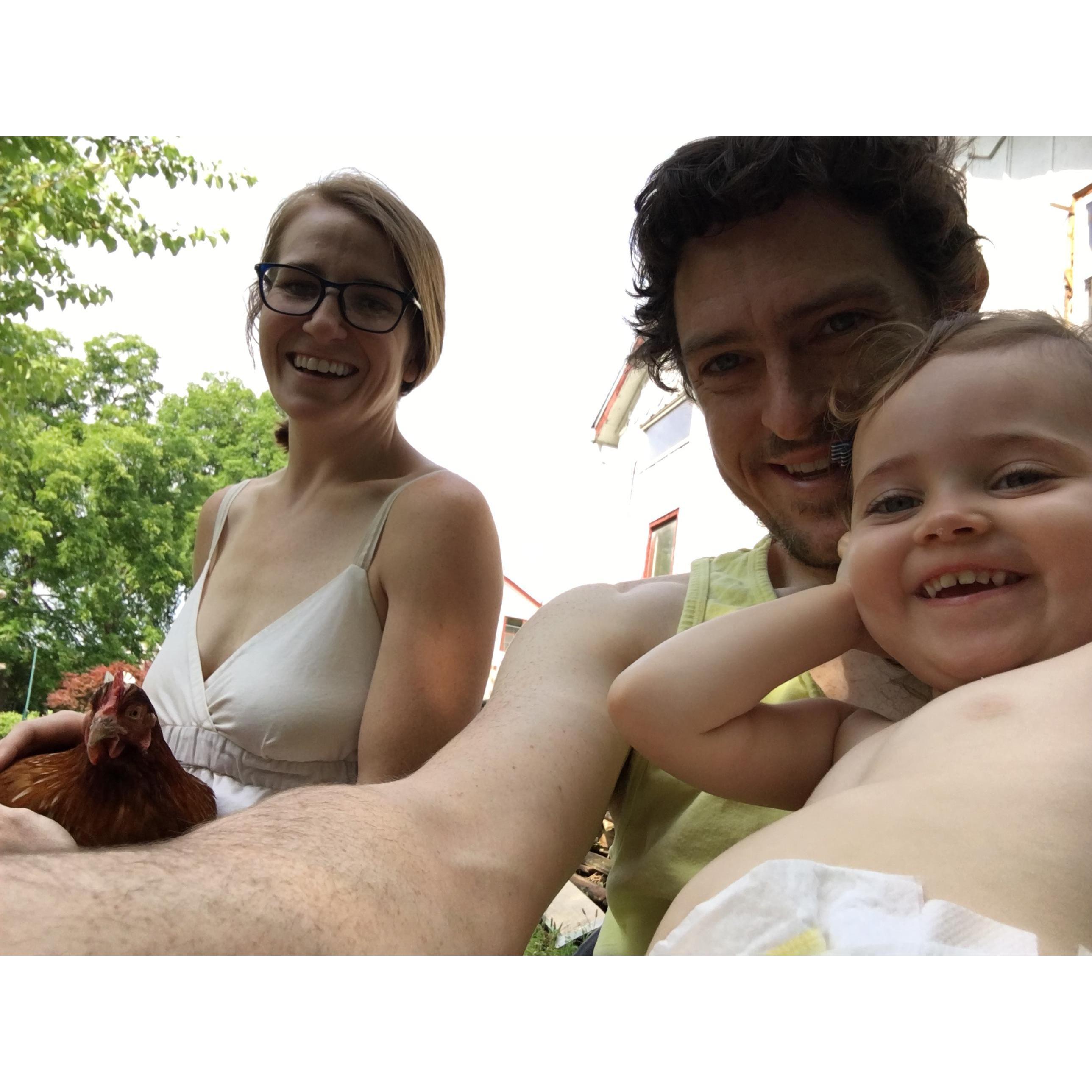 The whole fam.  Nick, Gina, Layla, and Julieanna the chicken (may she RIP).