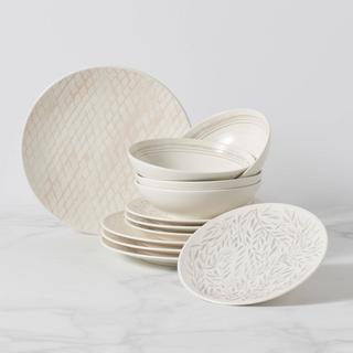 Textured Neutrals 12-Piece Place Setting, Service for 4