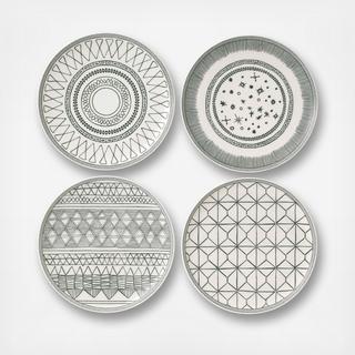 Patterned Assorted Plate, Set Of 4