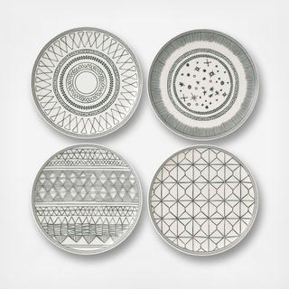 Patterned Assorted Plate, Set of 4