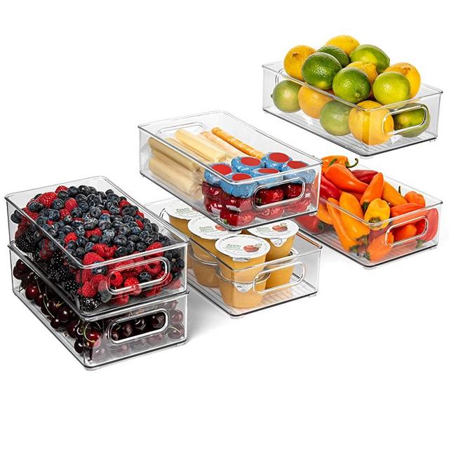 ClearSpace Plastic Pantry Organization and Storage Bins – Perfect Kitchen Organization or Kitchen Storage – Fridge Organizer, Refrigerator Organizer Bins, Cabinet Organizers (6 Pack)