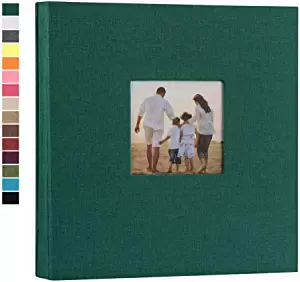 potricher Linen Hardcover Photo Album 4x6 600 Photos Large Capacity for Family Wedding Anniversary Baby Vacation (Dark Green, 600 Pockets)