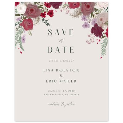 Light Greige, Red Wedding Digital Save the Date - Miele Portrait