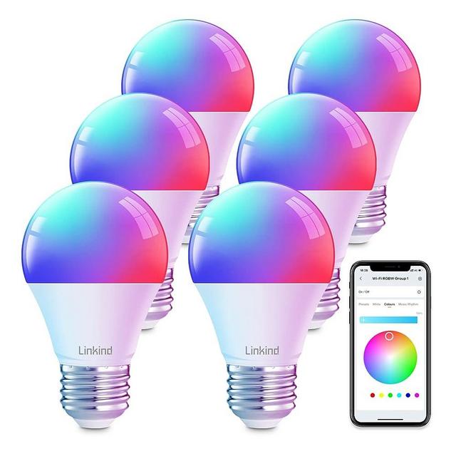 Linkind Smart Light Bulbs, Smart Bulb That Work with Alexa & Google Home, LED Light Bulbs Color Changing, A19 E26 WiFi Light Bulb Dimmable, RGBW Light Bulb No Hub Needed, 2.4Ghz WiFi
