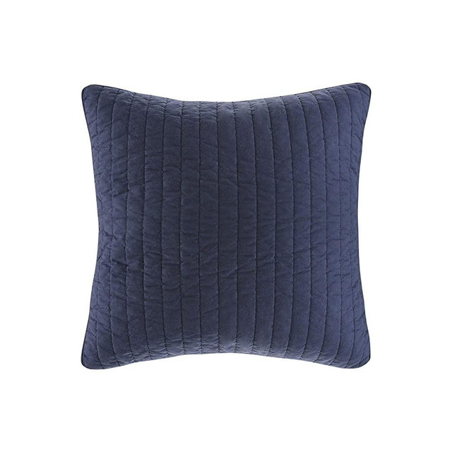 INK+IVY Single 100% Cotton Euro Sham - European Square Decorative Pillow Cover, Hidden Zipper Closure (Cushion NOT Included), Camila, Quilted Navy 26"x26"