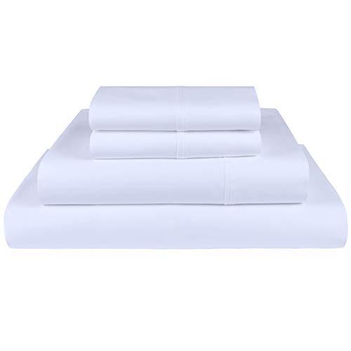Threadmill Home Linen 800 Thread Count 100% Extra-Long Staple Cotton, King 4 Piece Bed Sheet Set, Luxury Bedding, Fits Mattresses up to 18 inches deep, Smooth Sateen Weave, White