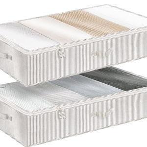 StorageWorks Large Under Bed Storage Containers with Handles and Label Holder, 2 Pack Ultra-thick Fabric Underbed Bins, Closet Organizer for Clothes, Blankets, Sweater