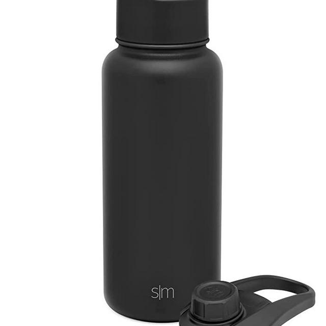 Simple Modern Water Bottle with Straw and Chug Lid Vacuum Insulated Stainless Steel Metal Thermos Bottles | Reusable Leak Proof BPA-Free Flask for Sports Gym | Summit Collection | 32oz, Midnight Black
