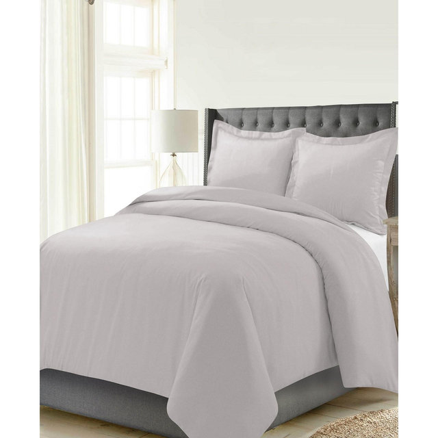 Celeste Home Luxury Weight Solid Cotton Flannel Duvet Cover Set, Full/Queen