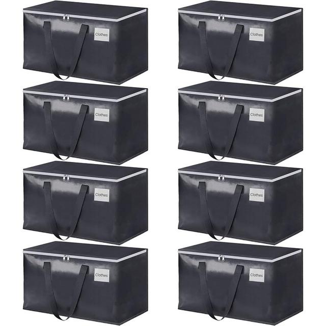 Fabspace Moving Boxes Heavy Duty Moving Bags with Strong Zippers and Handles Collapsible Moving Supplies, Storage Totes for Packing & Moving Storing 93L,8-Pack