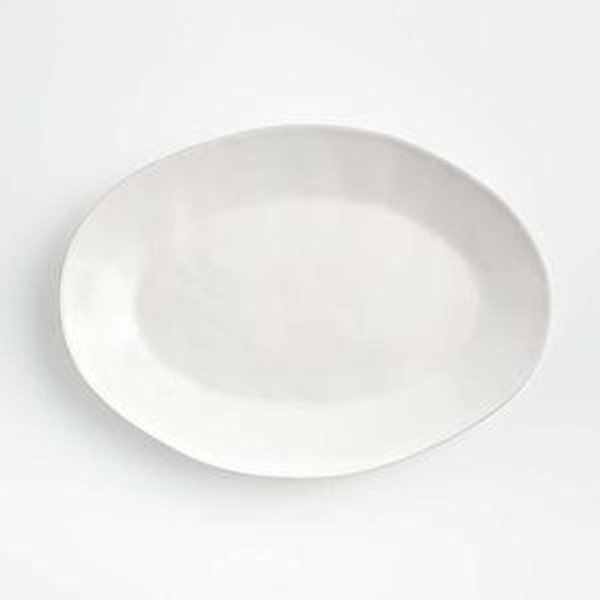 Crate & Barrel Marin White Stoneware Small Oval Serving Platter