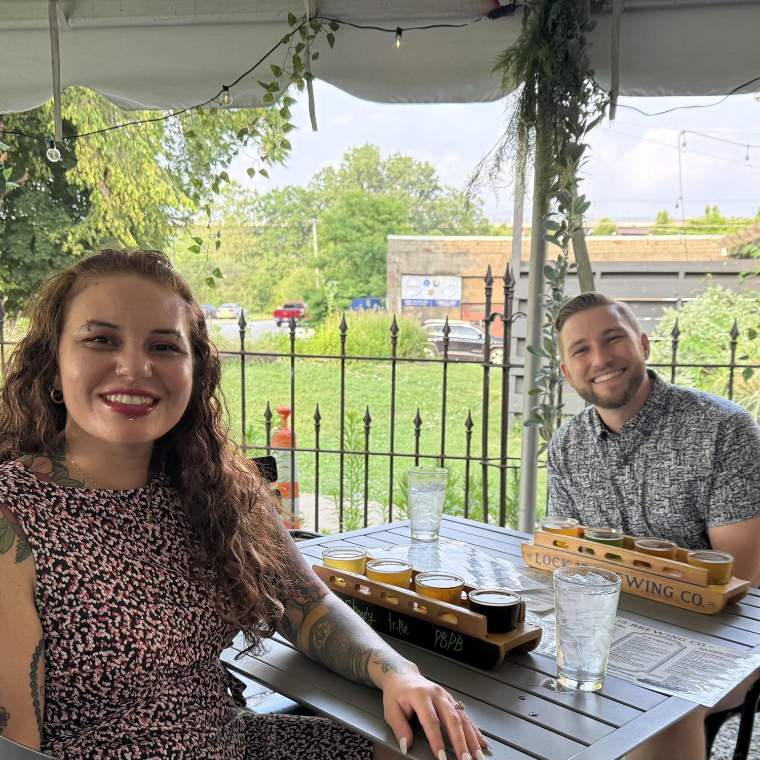 enjoying some beers and lunch together at Lock 15 in Akron, OH