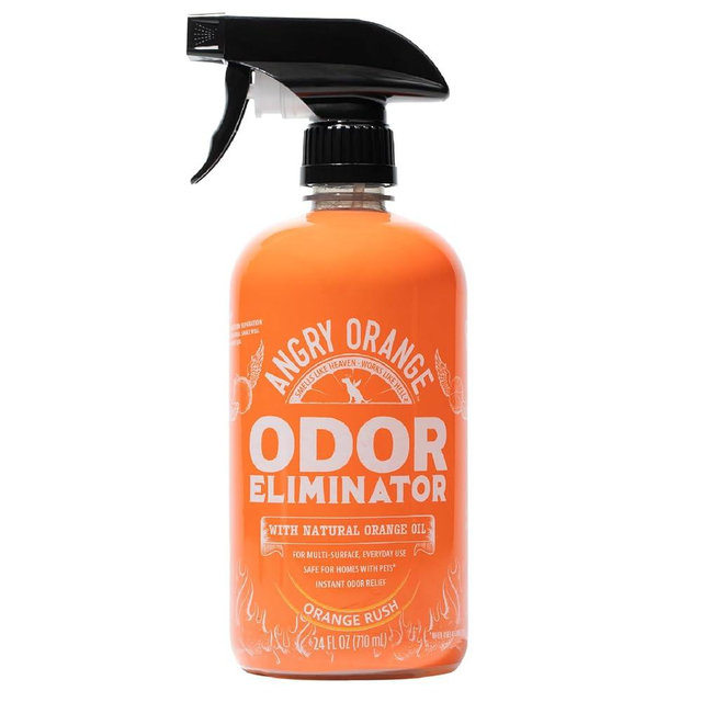 ANGRY ORANGE Pet Odor Eliminator for Dog and Cat Urine, Carpet Stains, and Strong Smells – NEW Orange Rush Scent – Citrus Cleaner with Natural Orange Oil – 24 oz