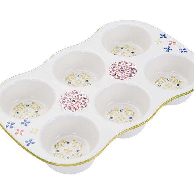Pfaltzgraff Pink/Green Ceramic Muffin Tray, 12-Inch