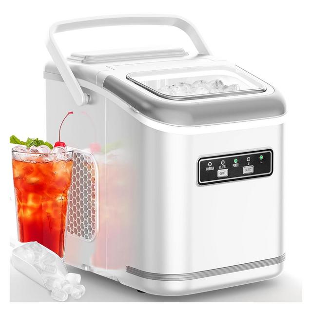 ZAFRO Ice Makers Countertop, Portable Ice Machine with Carry Handle, 26.5lbs/24Hrs, 6Mins/9 Ice Cubes, Self-Cleaning Countertop Ice Maker