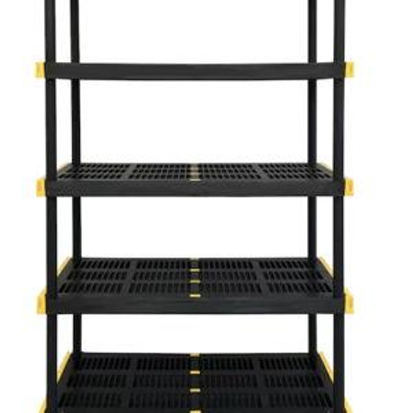 Project Source Commander 5 -Tier Heavy Duty Black Plastic Utility shelving unit with Ventilated Shelves ( 48-in W x 20-in D x 72-in H )