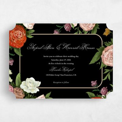 Black Ticket Wedding Invitation - Eleganza Landscape