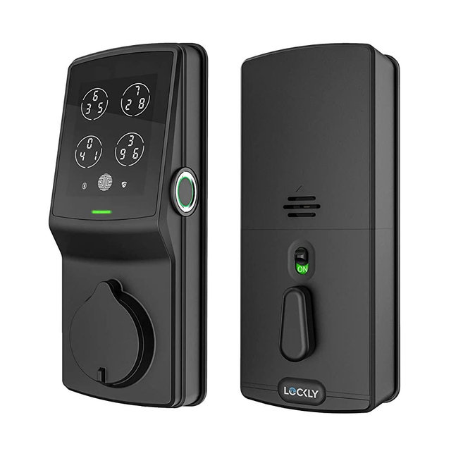 Lockly Bluetooth Keyless Entry Smart Door Lock (PGD728F MB) Patented Keypad/Alarm System | Advanced 3D Fingerprint Reader | iOS and Android (Matte Black)