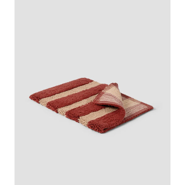Sandstone Red Pembroke Stripe Cotton Bath Mat