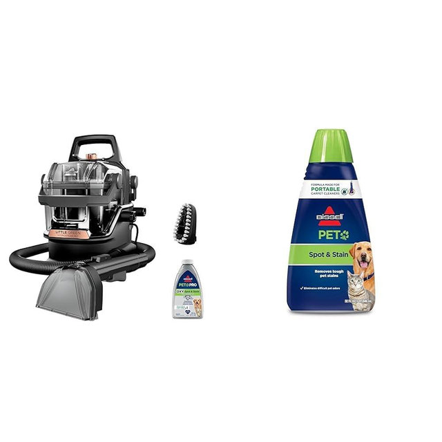 Bundle of BISSELL Little Green HydroSteam Multi-Purpose Portable Carpet and Upholstery Cleaner, Car and Auto Detailer, 3618 + Bissell 74R7 Pet Stain & Odor Portable Machine Formula, 32-Ounce, Fl Oz