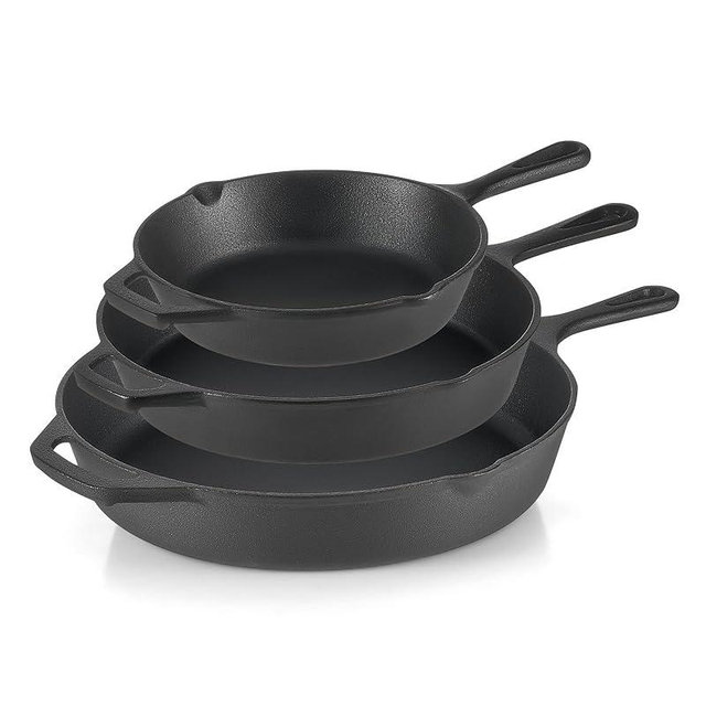 DARTMOOR Cast Iron Skillet Set 8+10+12Inch, OUPSKK3
