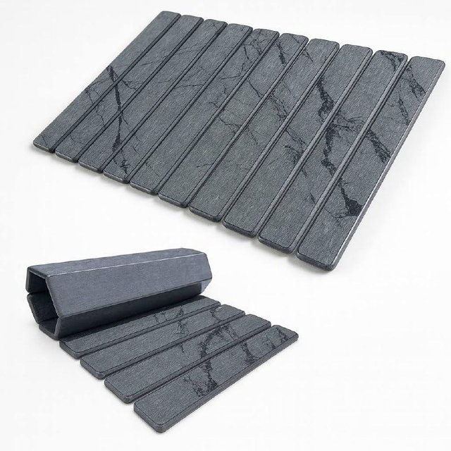 Foldable Stone Bath Mat – Super Absorbent Diatomaceous Earth Bath Mat, Quick Dry Non-Slip Bathroom Floor Mats, Easy to Clean, Stone Drying Mats for Kitchen Counter