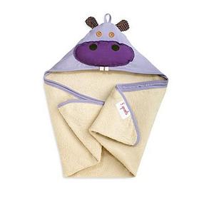 3 Sprouts Hooded Towel in Purple Hippo