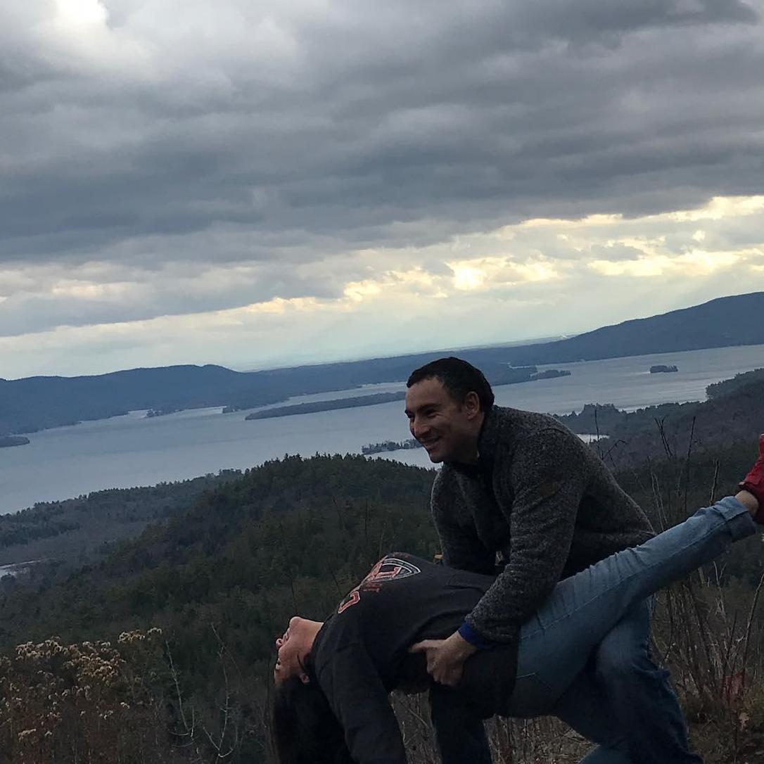 Lake George, NY hiking expedition ... he did say he would catch me if a fall.. Fact checked