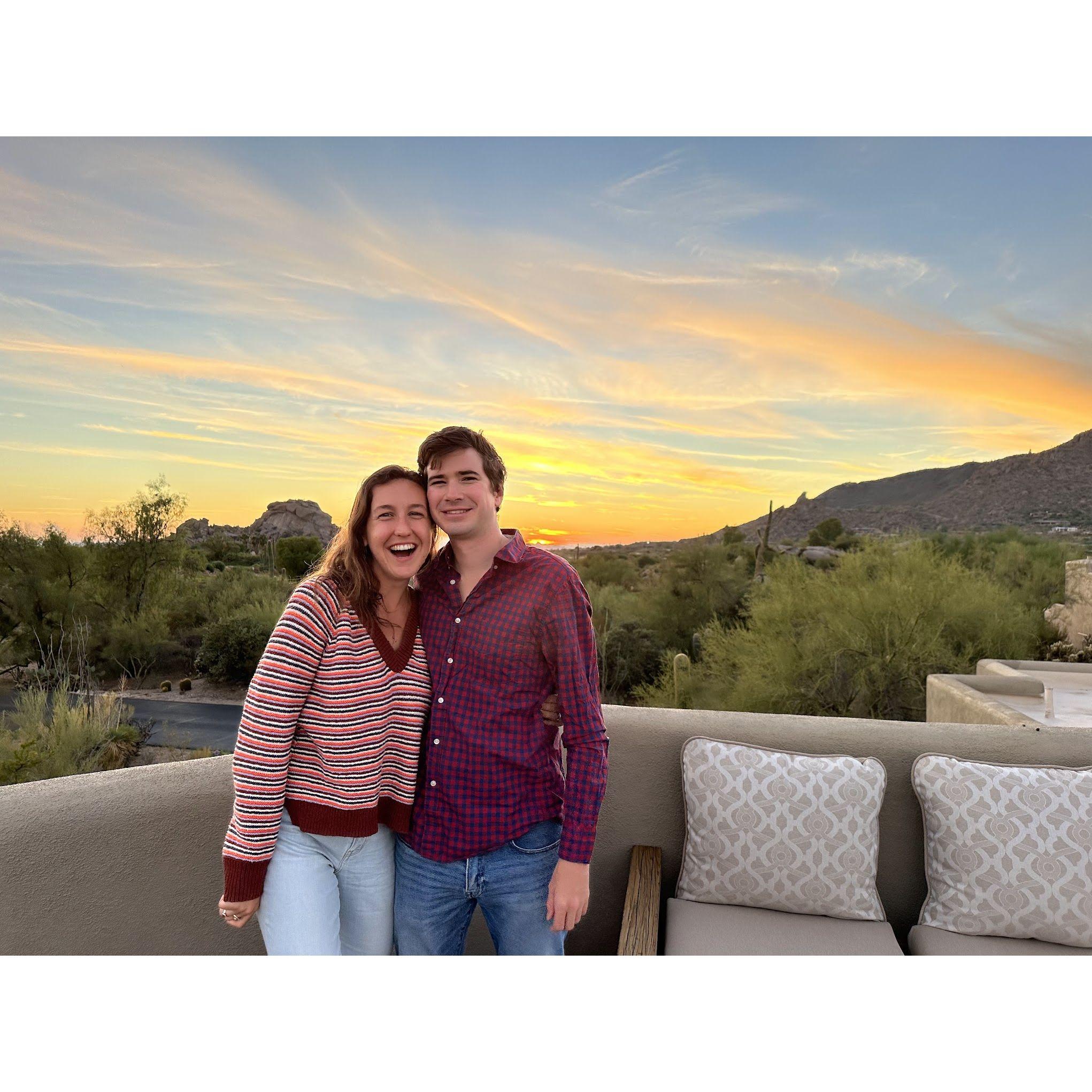 Enjoying one of the beautiful Arizona sunsets (we learned so much about cacti on the trip: like the fact that there are nearly 2,000 species!)