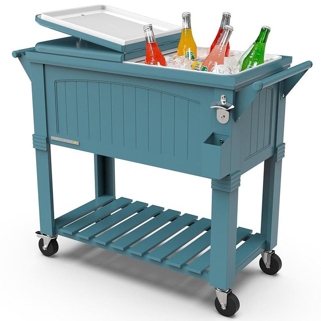 Permasteel Party Cooler with Divider, Spacious 80-Qt Capacity, Chills 36hrs, Rolling Ice Chest for Indoor and Outdoor Entertainment
