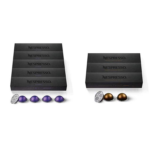 Nespresso Capsules VertuoLine, Altissio, Medium Roast Espresso Coffee, 50 Count Coffee Pods, 1.35oz & Capsules VertuoLine, Double Espresso Chiaro ,Medium Roast Espresso Coffee, Coffee Pods, 30 Count
