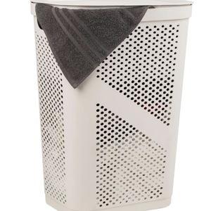 Mind Reader 60L Slim Laundry Hamper, Clothes Basket, Lid, Ventilated, Plastic, 17.25"L x 13.75"W x 23.5"H, Ivory