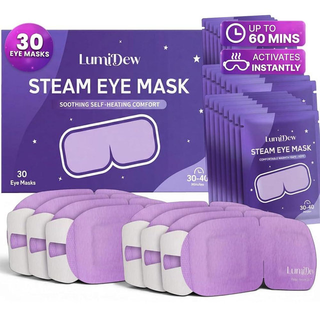 LumiDew Steam Eye Mask, Self Heating Heated Eye Mask for Sleep, Warm Compress for Eyes, Moist Heat for Dry Eye Relief, Stye Eye Treatment, Spa, Travel Essentials, Unscented 30 Pack