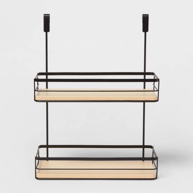 Over the Cabinet Tiered Shelves with Wood Matte Black - Brightroom™
