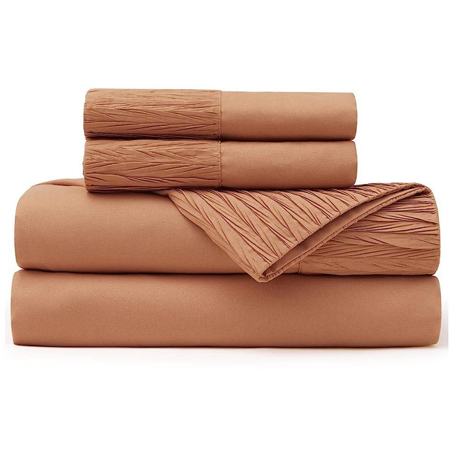 Bedsure King Size Sheets - Soft 1800 Sheets for King Size Bed, 4 Pieces Hotel Luxury Burnt Orange Sheets King, Easy Care Polyester Microfiber Cooling Bed Sheet Set