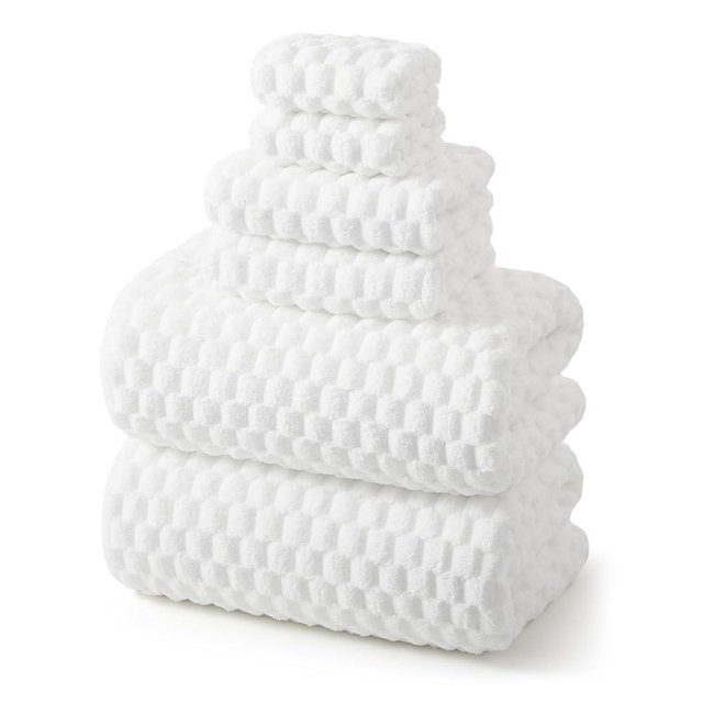 REDKISS White Microfiber Towels Set of 6-35x70 Inches Oversized Bath Sheets, Extra Large Bath Towels Set of 6 for Adults, Super Soft Quick Dry Lint Free Absorbent Waffle Microfiber Shower Towels